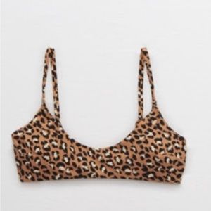 Aerie Scoop Leopard Print Swim Bikini Top in Medium